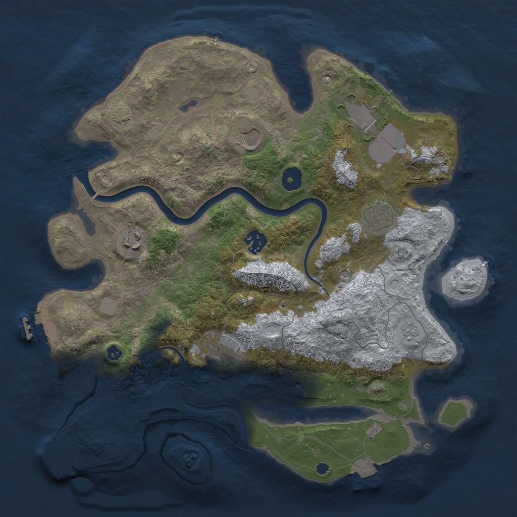 Rust Map: Procedural Map, Size: 3500, Seed: 2005, 12 Monuments