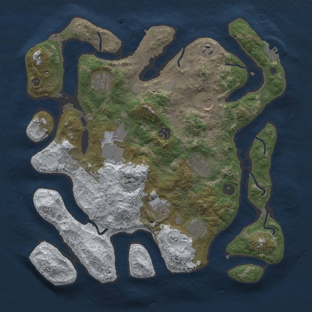 Rust Map: Procedural Map, Size: 3900, Seed: 878834846, 16 Monuments