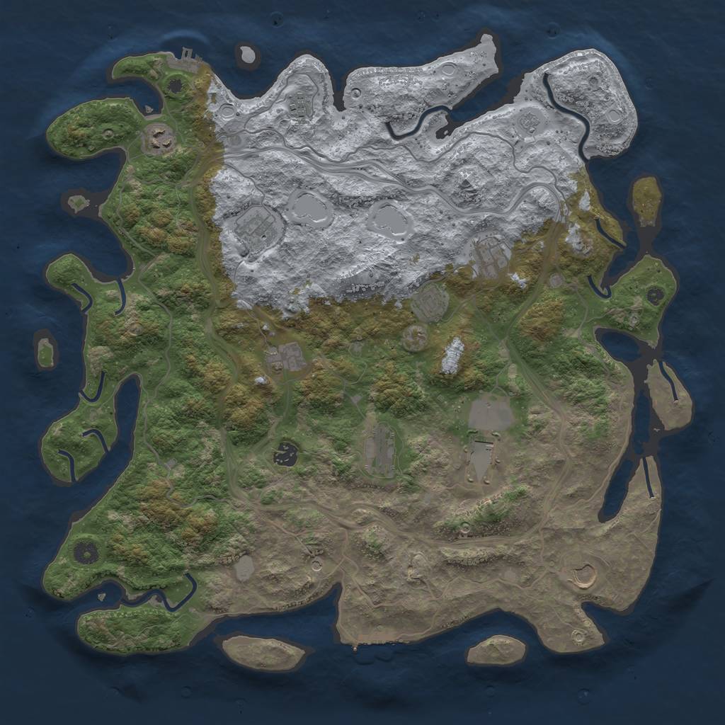 Rust Map: Procedural Map, Size: 4500, Seed: 88493476, 19 Monuments