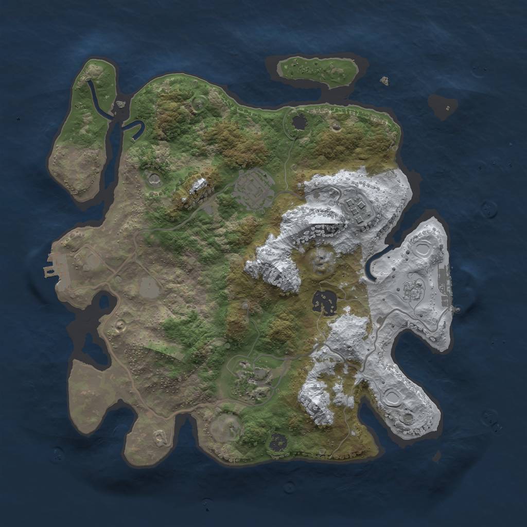 Rust Map: Procedural Map, Size: 3000, Seed: 483710, 13 Monuments