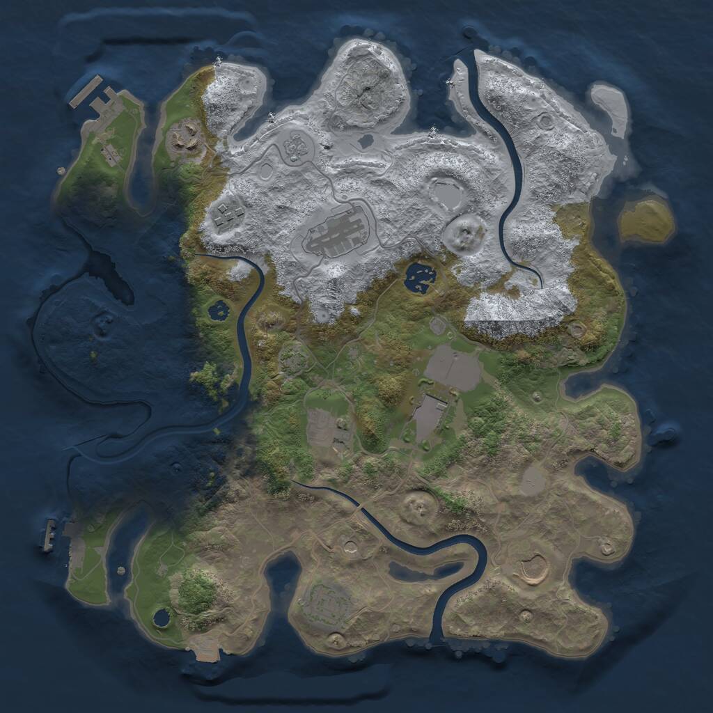 Rust Map: Procedural Map, Size: 3500, Seed: 856357290, 14 Monuments