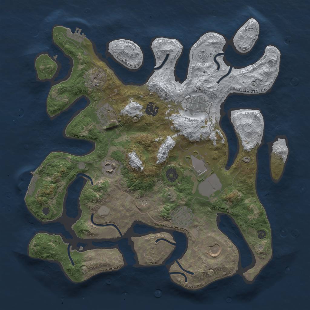 Rust Map: Procedural Map, Size: 3501, Seed: 10027, 16 Monuments