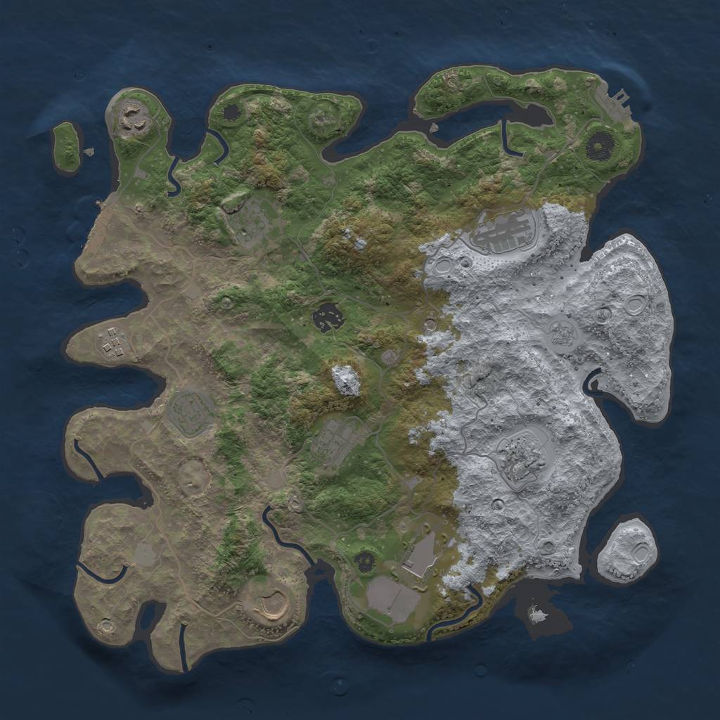 Rust Map: Procedural Map, Size: 3700, Seed: 689216644, 19 Monuments
