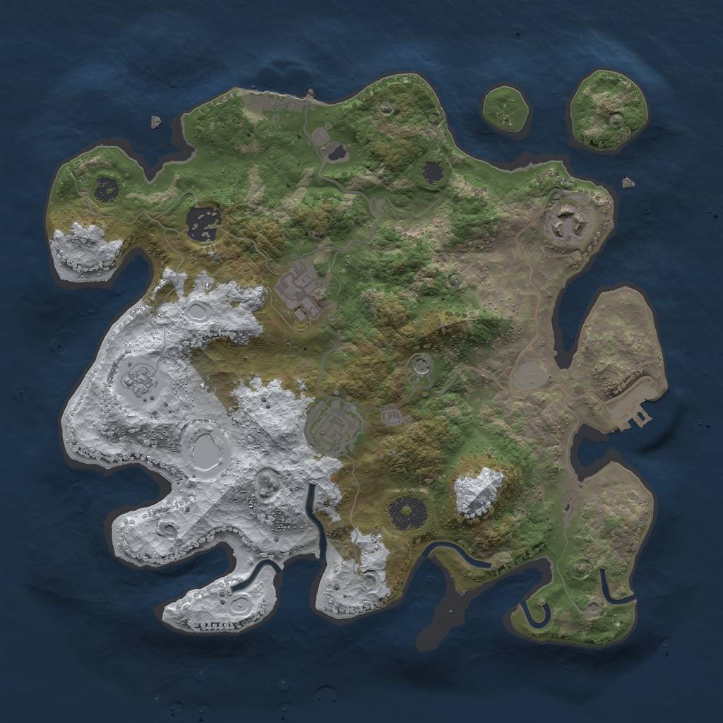 Rust Map: Procedural Map, Size: 3000, Seed: 380787, 13 Monuments