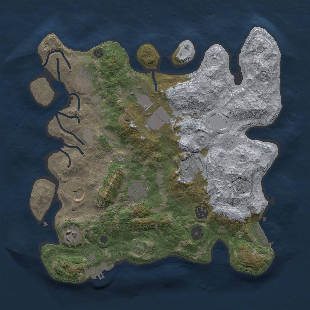 Rust Map: Procedural Map, Size: 3500, Seed: 405387618, 17 Monuments