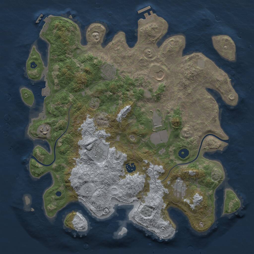 Rust Map: Procedural Map, Size: 3800, Seed: 130847766, 14 Monuments