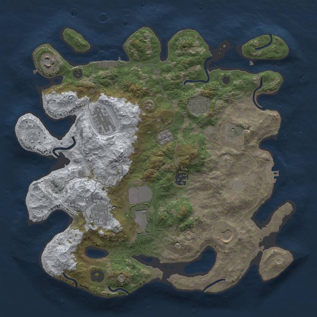 Rust Map: Procedural Map, Size: 3500, Seed: 538606723, 18 Monuments