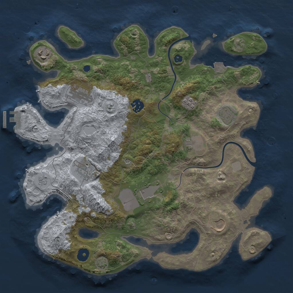 Rust Map: Procedural Map, Size: 3500, Seed: 538606723, 14 Monuments