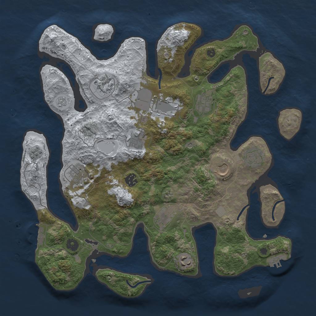 Rust Map: Procedural Map, Size: 3850, Seed: 1892721139, 20 Monuments