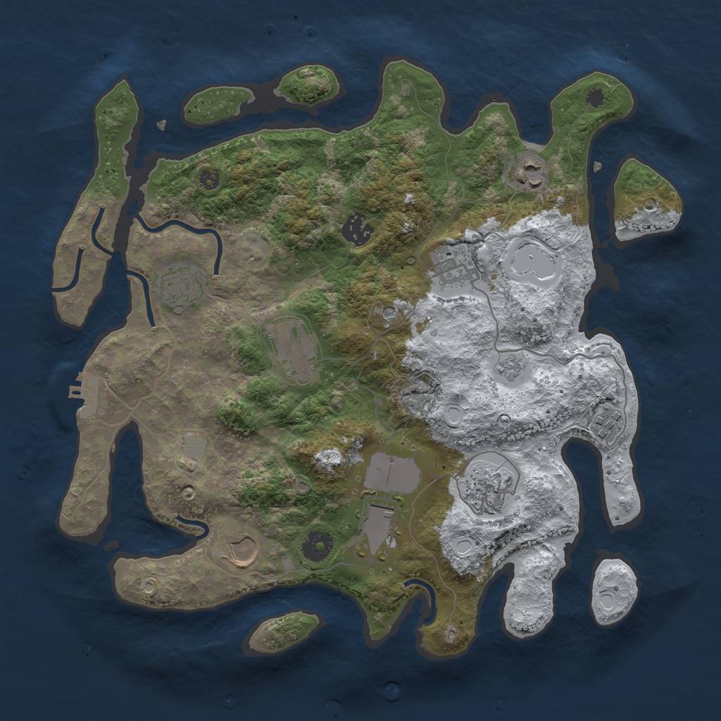 Rust Map: Procedural Map, Size: 3500, Seed: 986879868, 17 Monuments