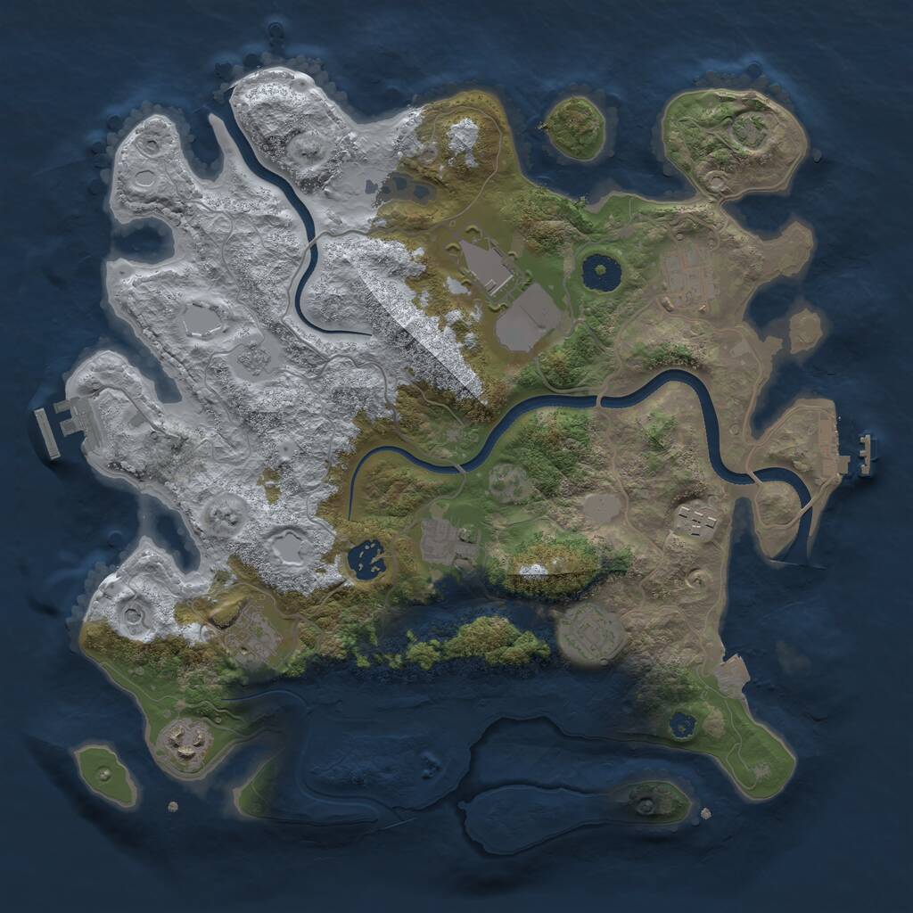 Rust Map: Procedural Map, Size: 3550, Seed: 396592, 14 Monuments