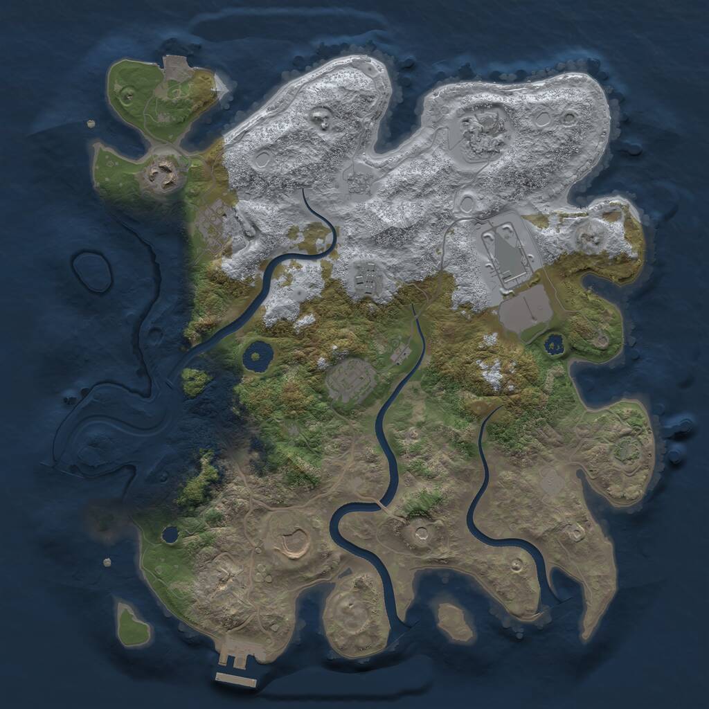 Rust Map: Procedural Map, Size: 3500, Seed: 960442463, 12 Monuments