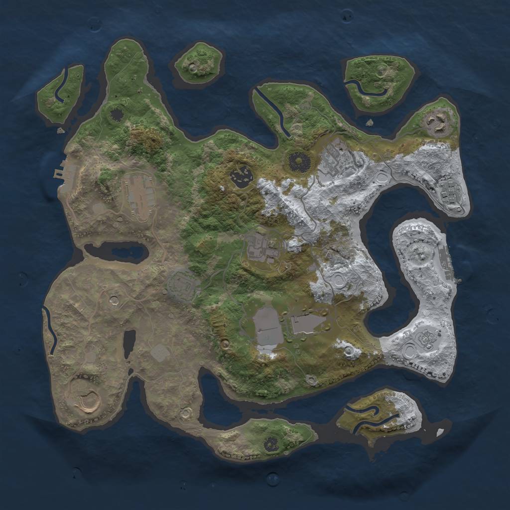 Rust Map: Procedural Map, Size: 3500, Seed: 1464971210, 18 Monuments