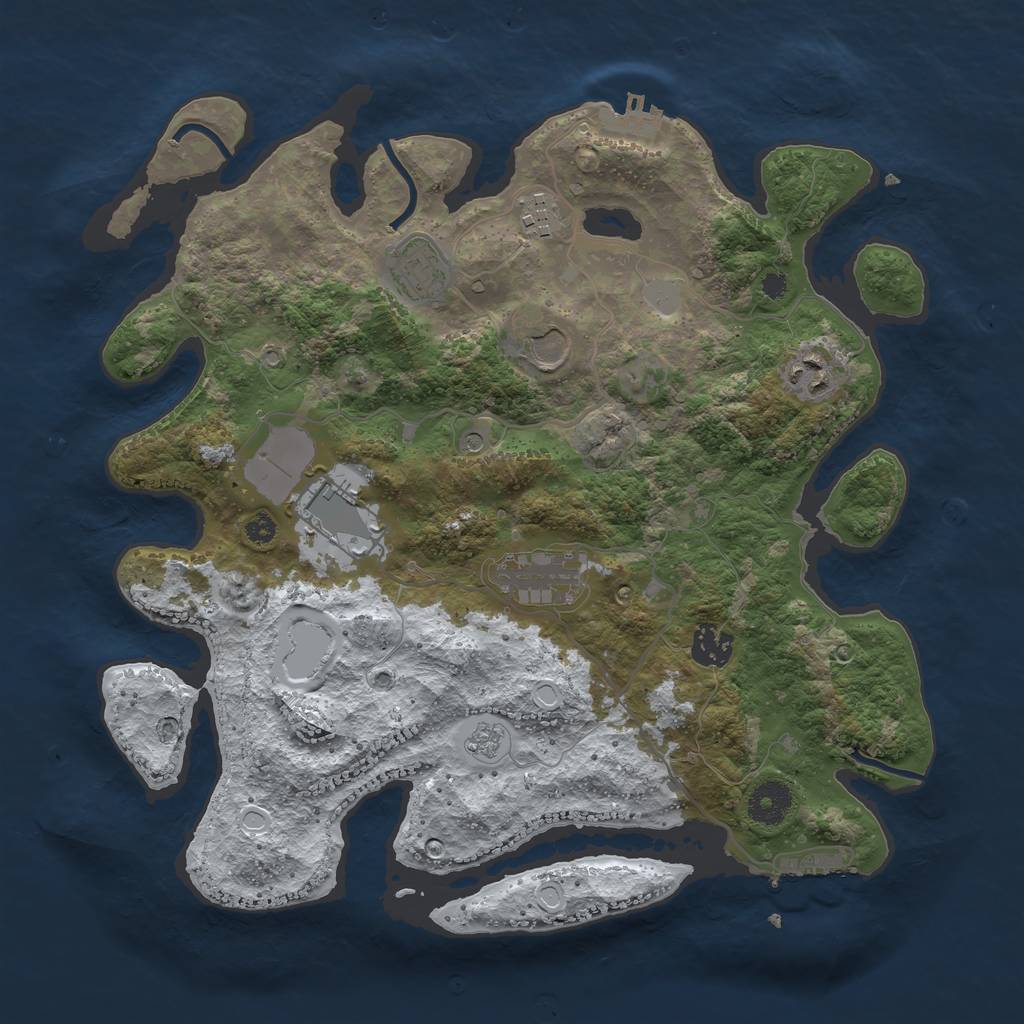 Rust Map: Procedural Map, Size: 3550, Seed: 447061, 16 Monuments