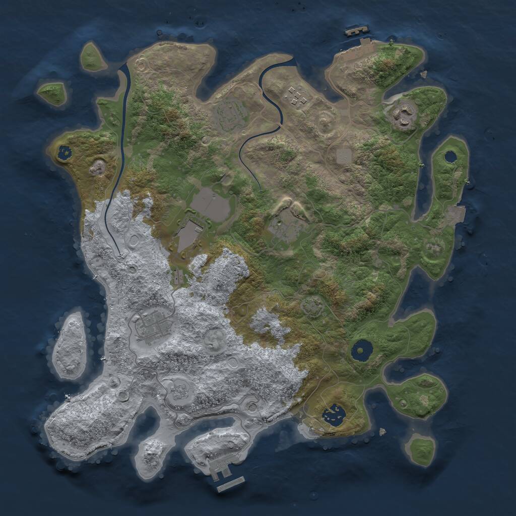 Rust Map: Procedural Map, Size: 3600, Seed: 269008, 13 Monuments