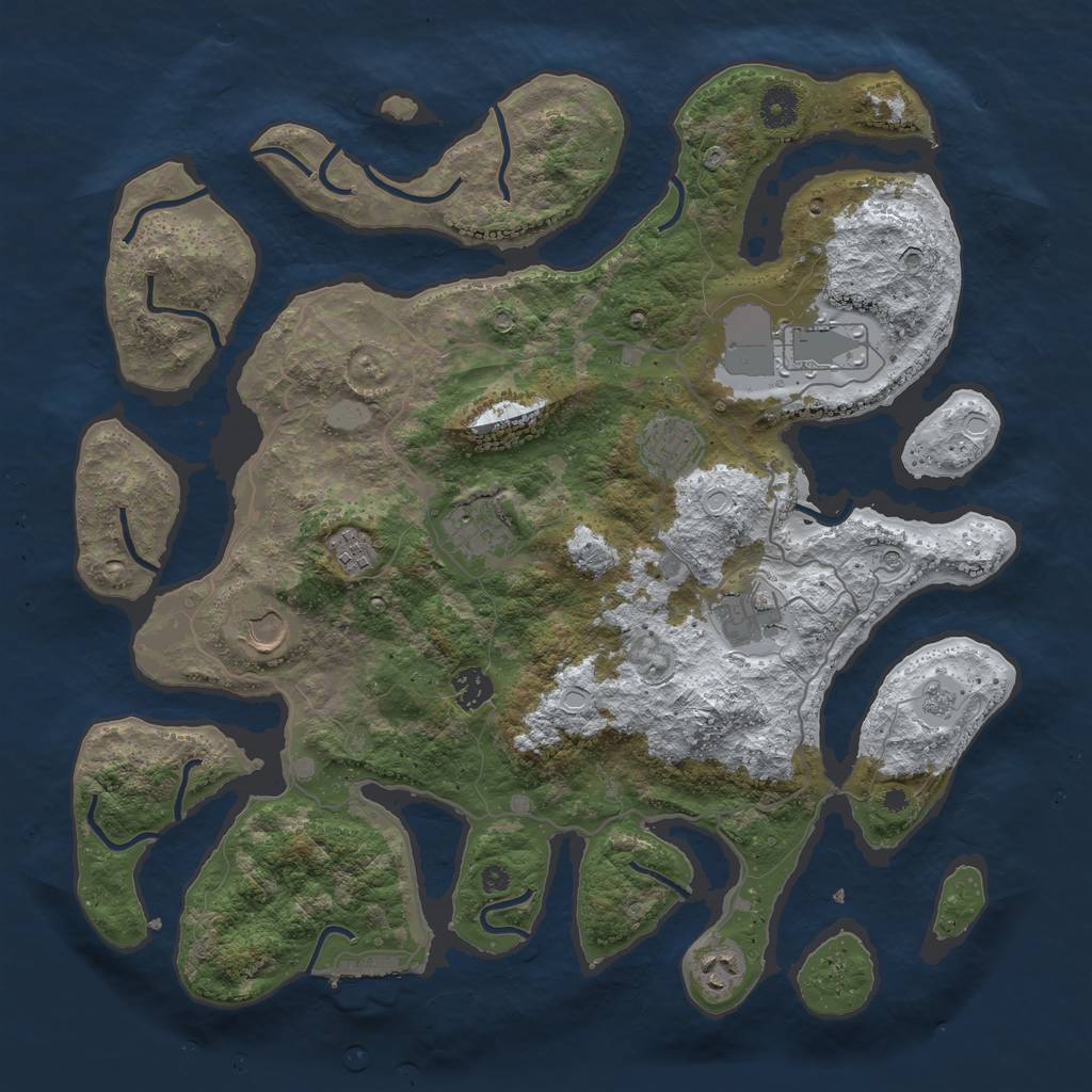 Rust Map: Procedural Map, Size: 4000, Seed: 1002, 16 Monuments