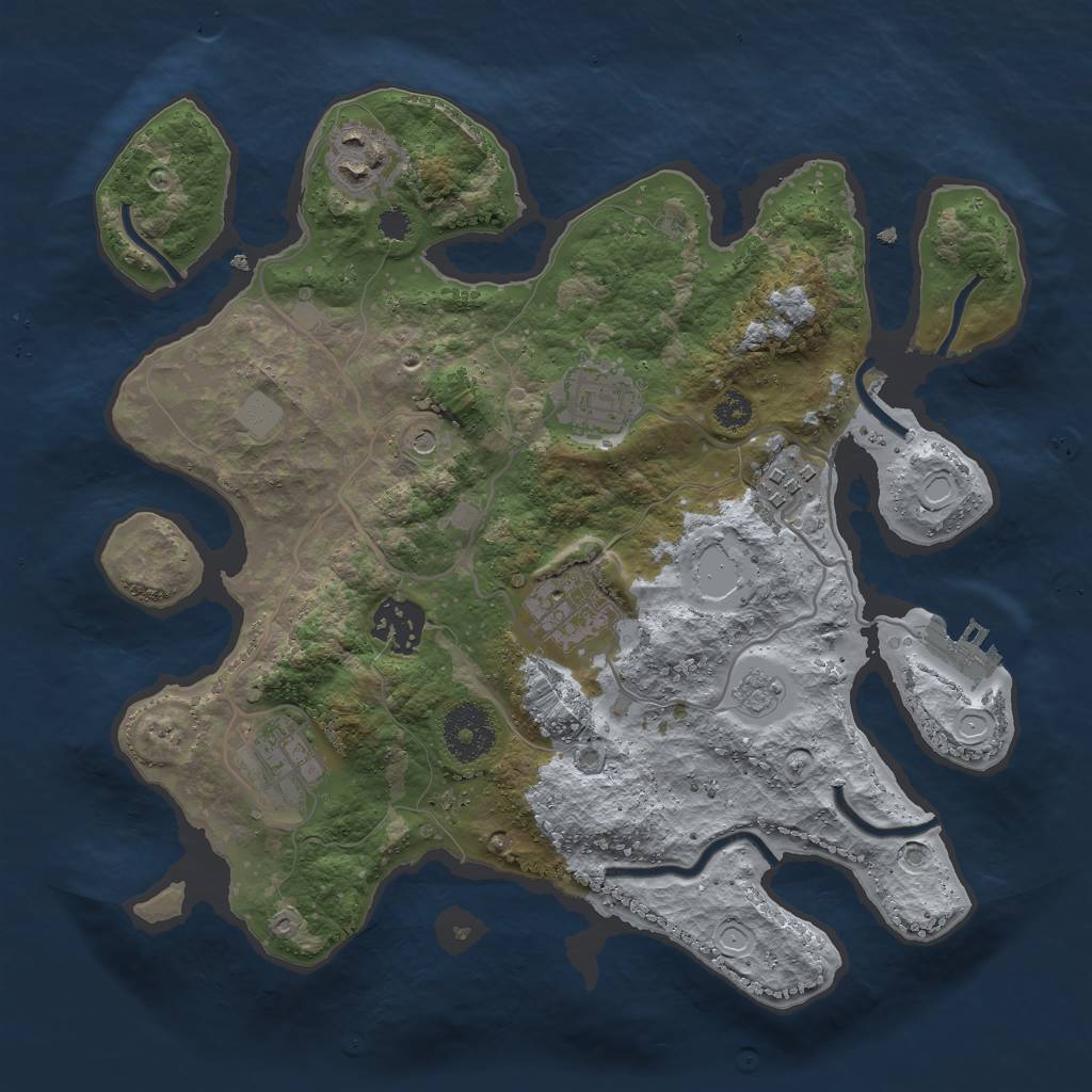 Rust Map: Procedural Map, Size: 3000, Seed: 87328, 14 Monuments