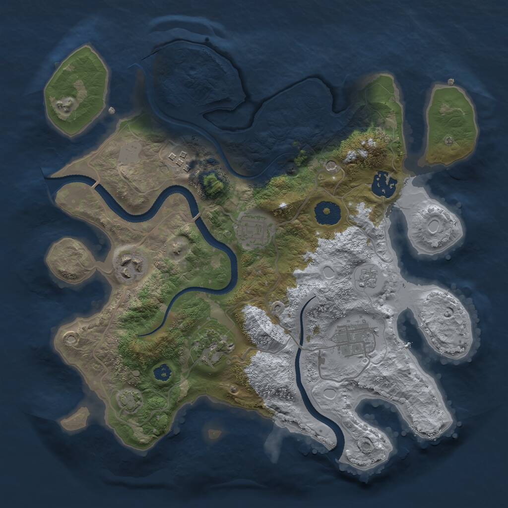Rust Map: Procedural Map, Size: 3000, Seed: 87328, 10 Monuments