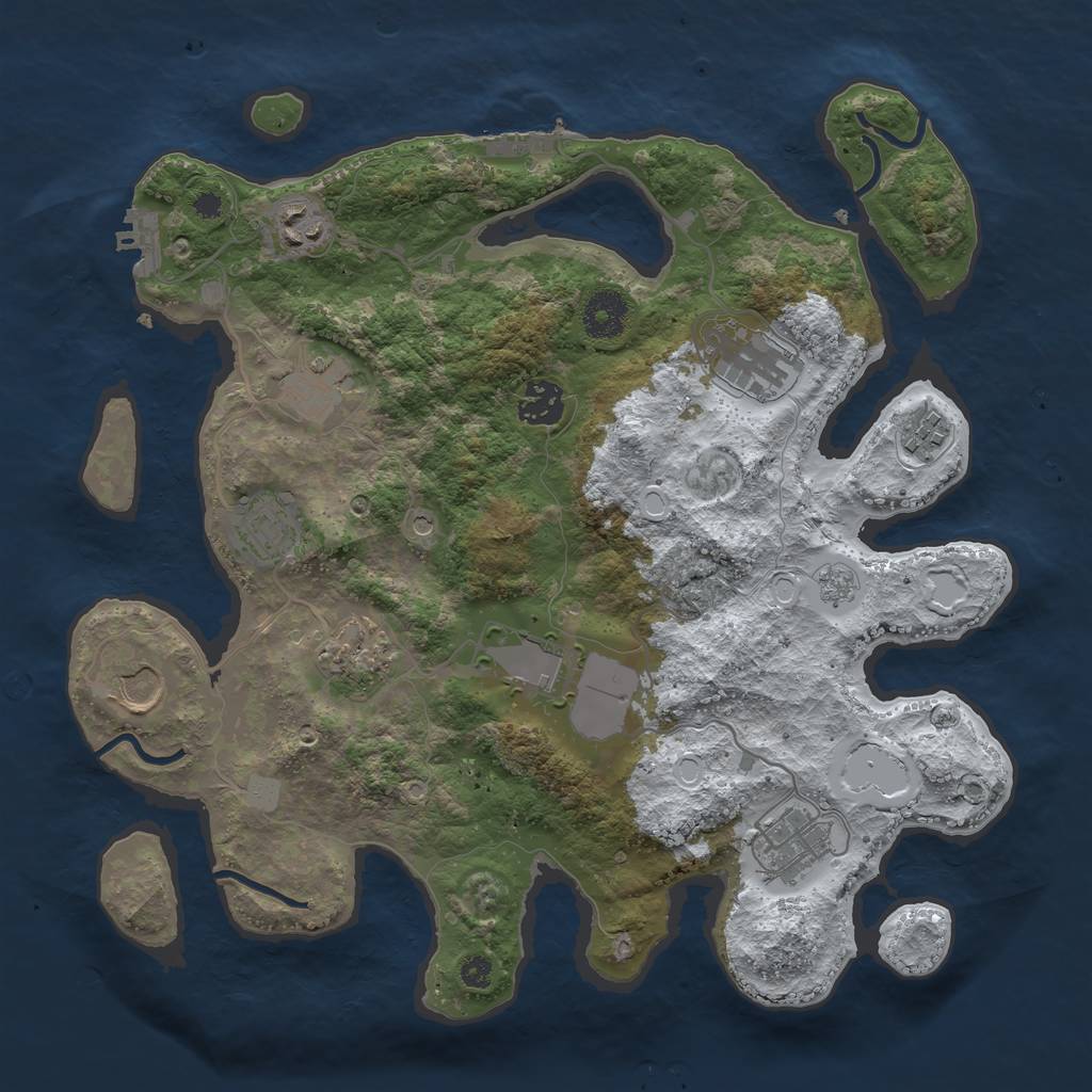 Rust Map: Procedural Map, Size: 3500, Seed: 1404471, 19 Monuments