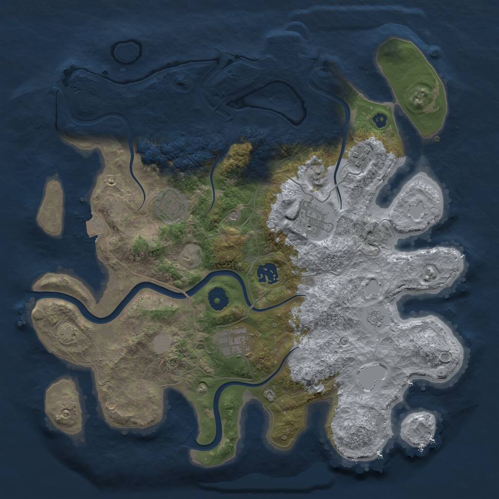 Rust Map: Procedural Map, Size: 3500, Seed: 1404471, 10 Monuments