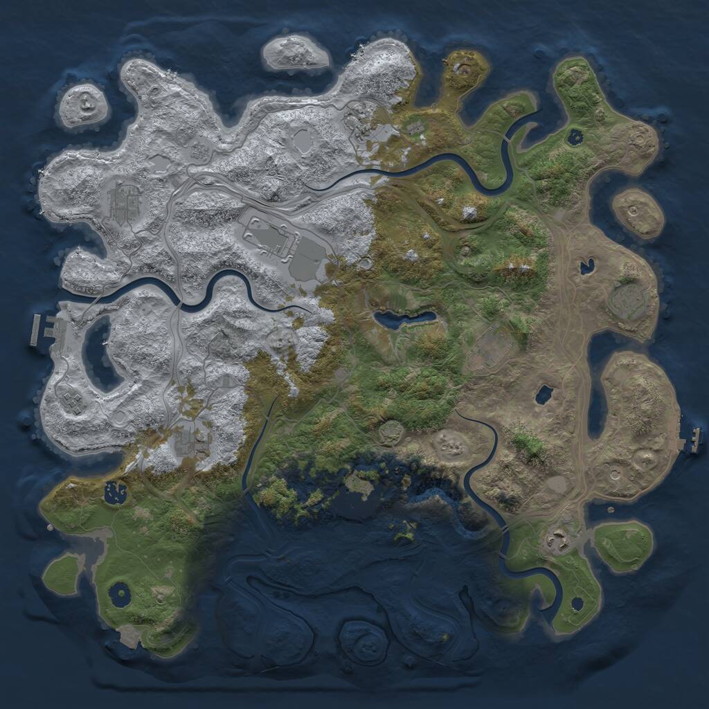 Rust Map: Procedural Map, Size: 4500, Seed: 18888, 16 Monuments