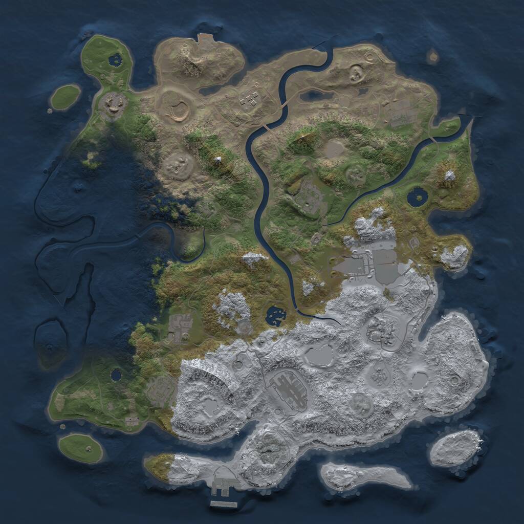 Rust Map: Procedural Map, Size: 3950, Seed: 1208068237, 16 Monuments