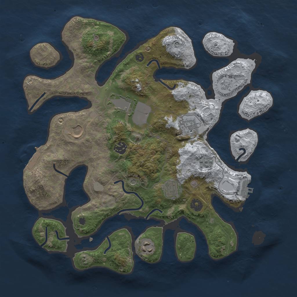 Rust Map: Procedural Map, Size: 3550, Seed: 364836, 16 Monuments