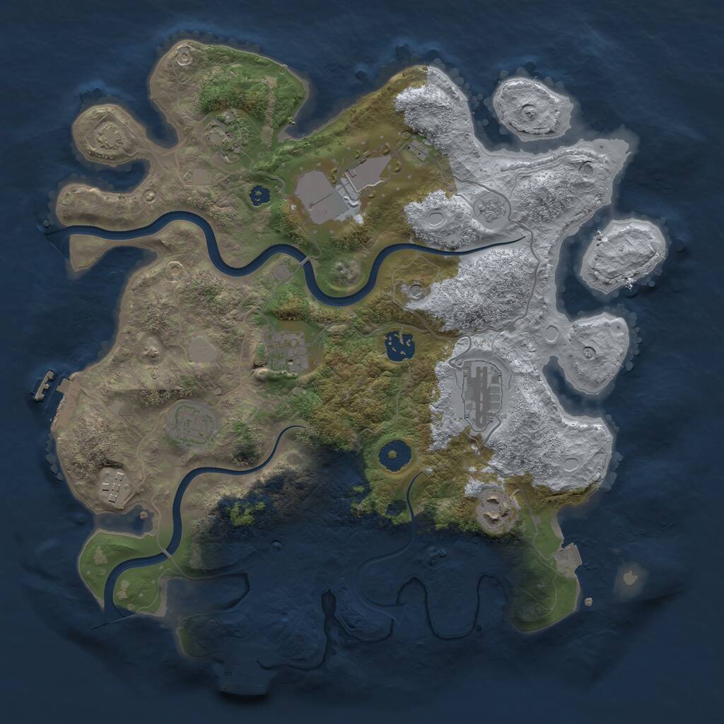 Rust Map: Procedural Map, Size: 3550, Seed: 364836, 14 Monuments