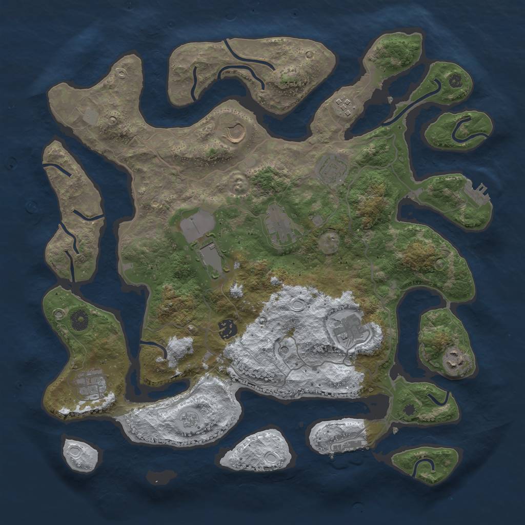 Rust Map: Procedural Map, Size: 4000, Seed: 2642, 18 Monuments