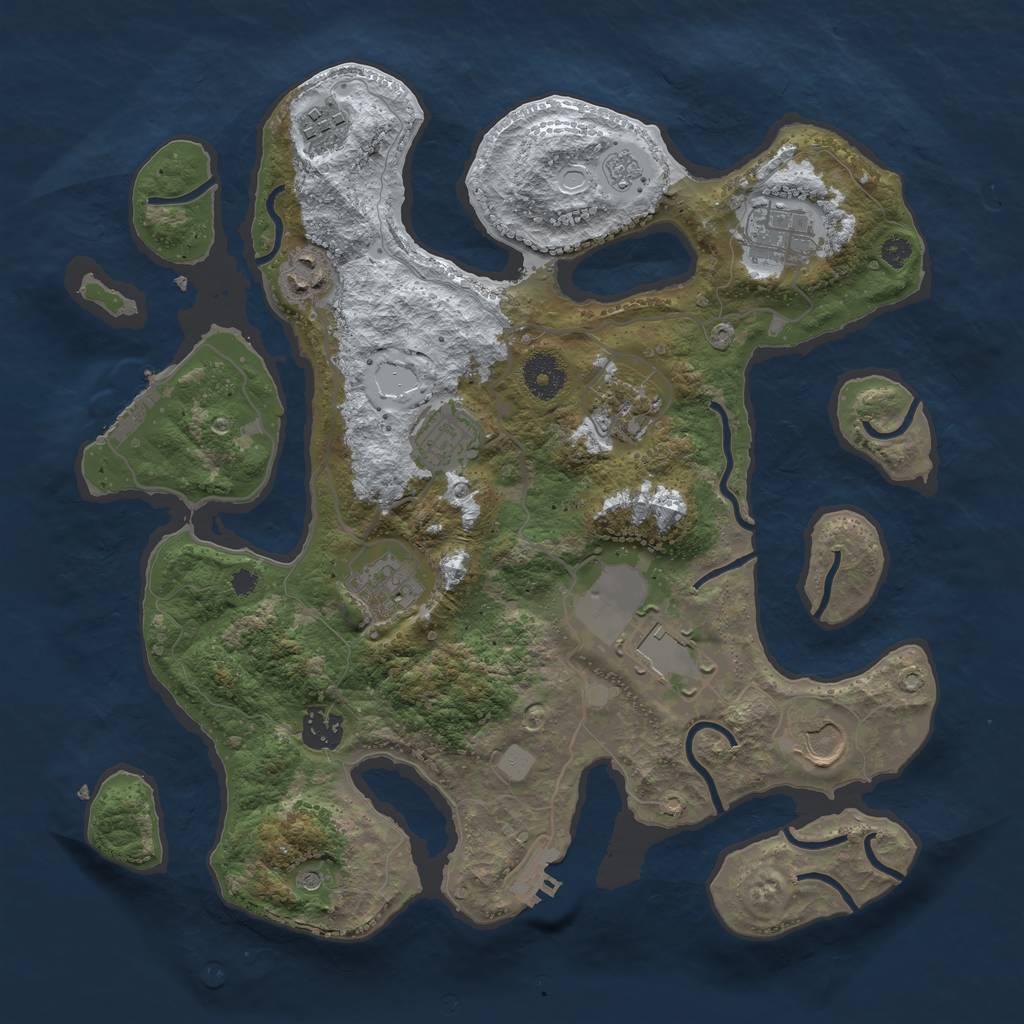 Rust Map: Procedural Map, Size: 3550, Seed: 576340, 18 Monuments