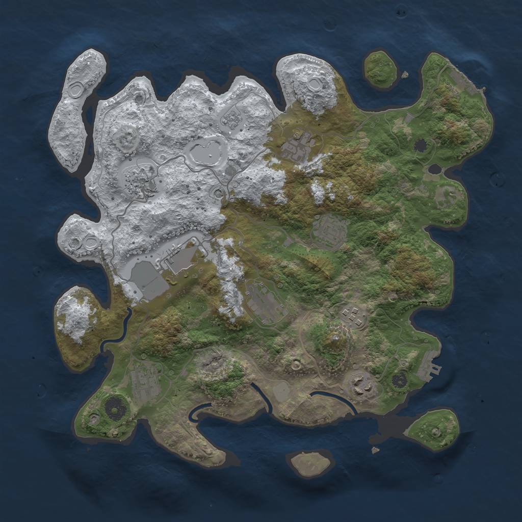 Rust Map: Procedural Map, Size: 3550, Seed: 585268, 17 Monuments