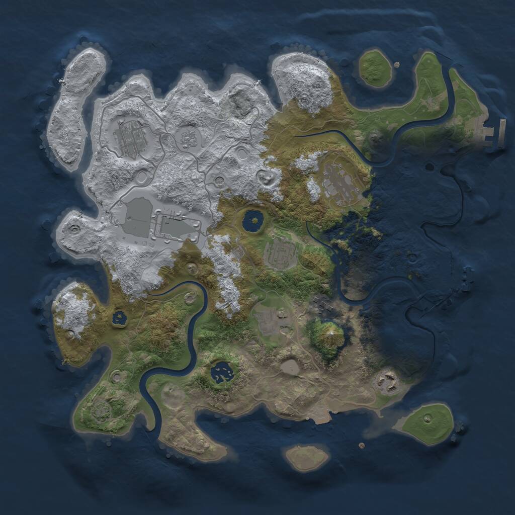 Rust Map: Procedural Map, Size: 3550, Seed: 585268, 14 Monuments