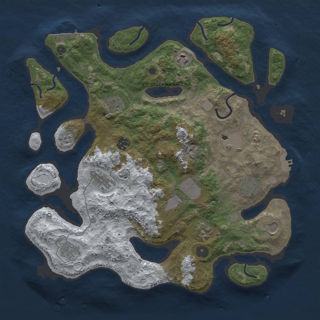 Rust Map: Procedural Map, Size: 3850, Seed: 1059367854, 20 Monuments