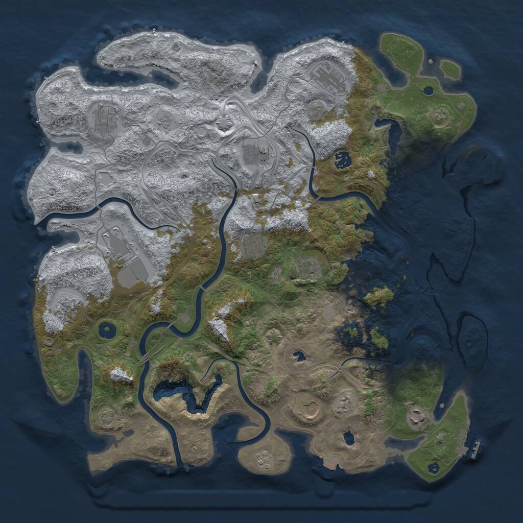 Rust Map: Procedural Map, Size: 4500, Seed: 1617041806, 17 Monuments