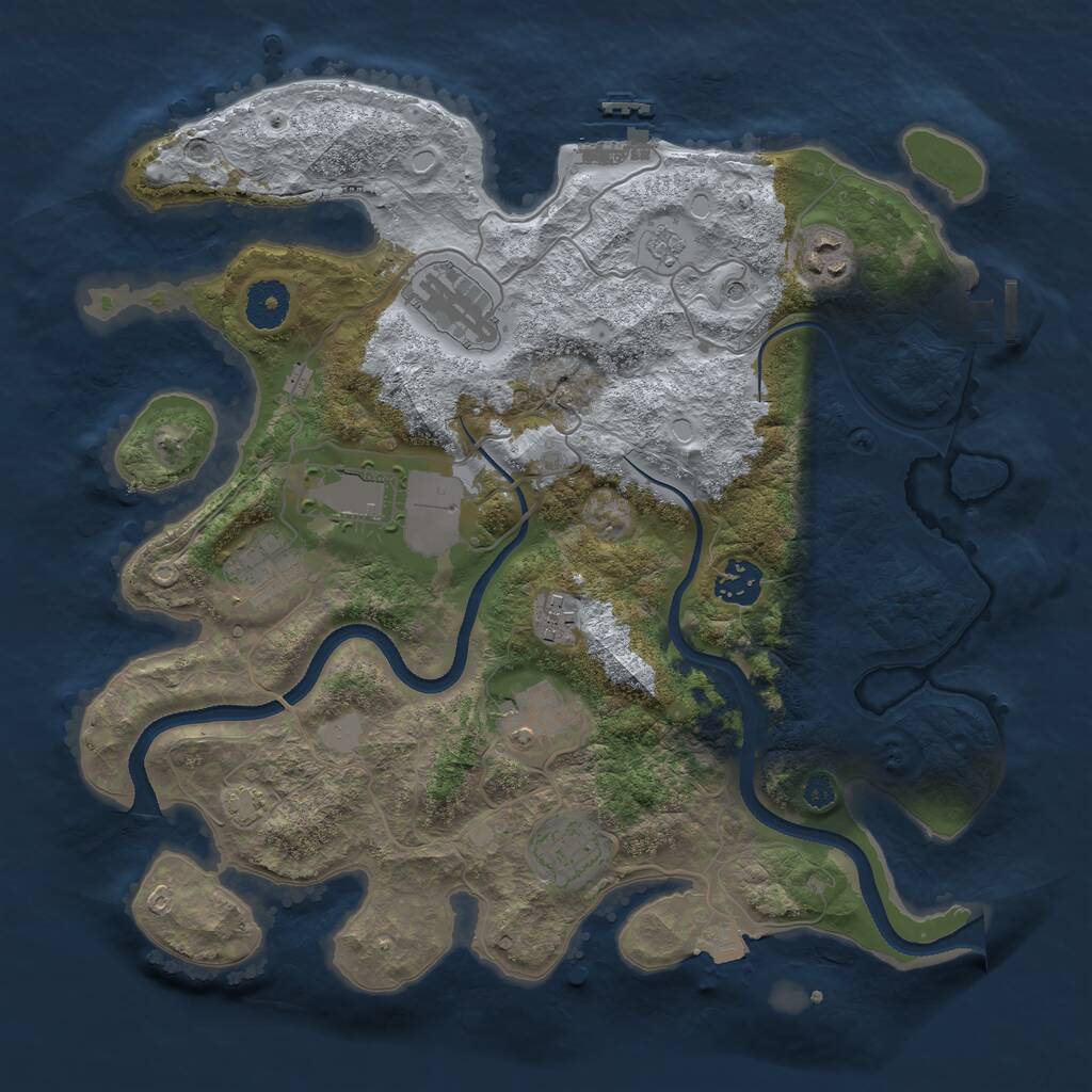 Rust Map: Procedural Map, Size: 3500, Seed: 280199477, 14 Monuments