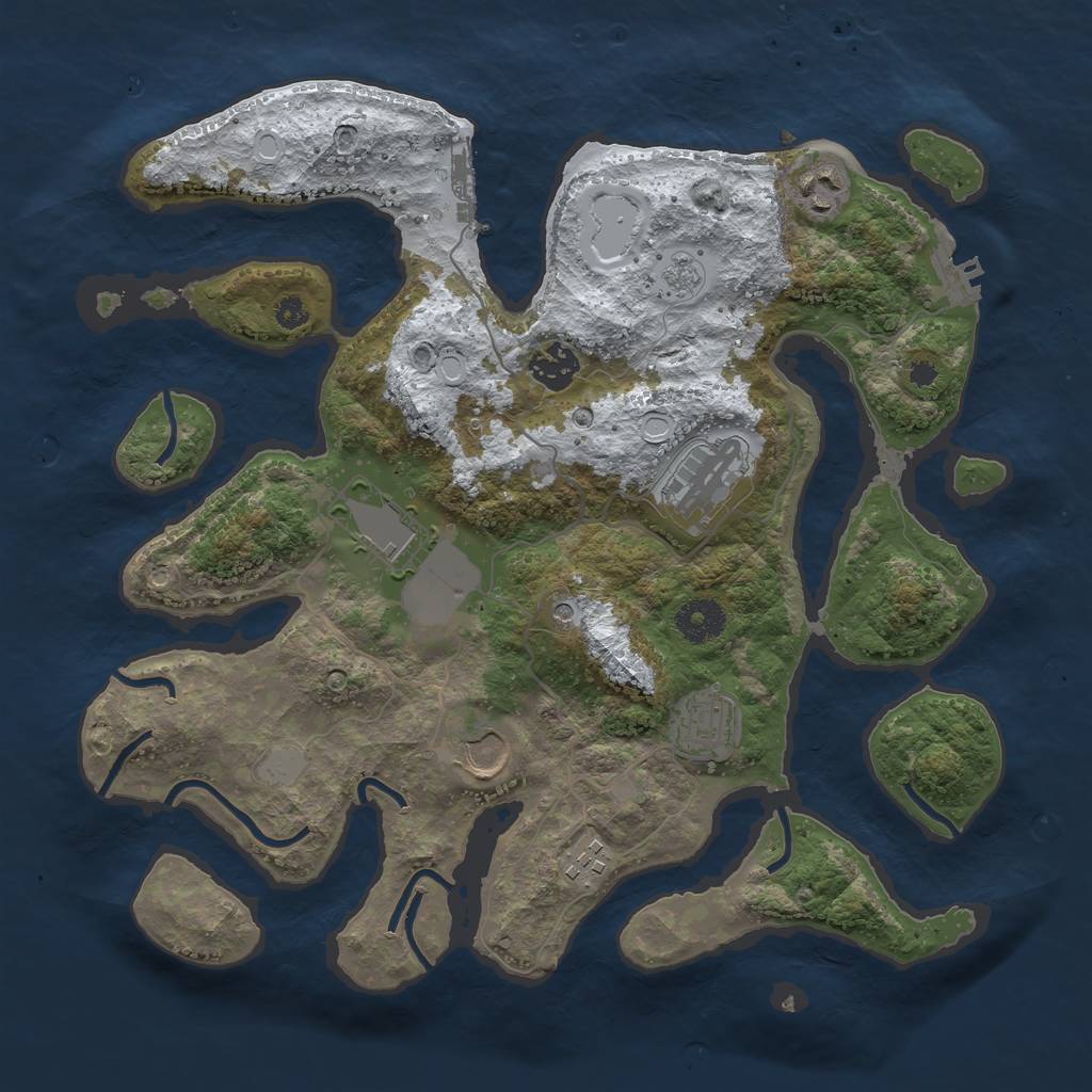 Rust Map: Procedural Map, Size: 3500, Seed: 280199477, 16 Monuments