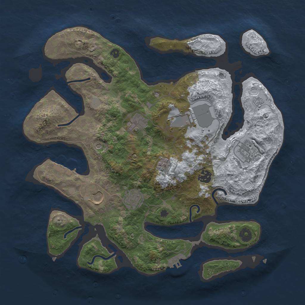 Rust Map: Procedural Map, Size: 3500, Seed: 39654, 16 Monuments