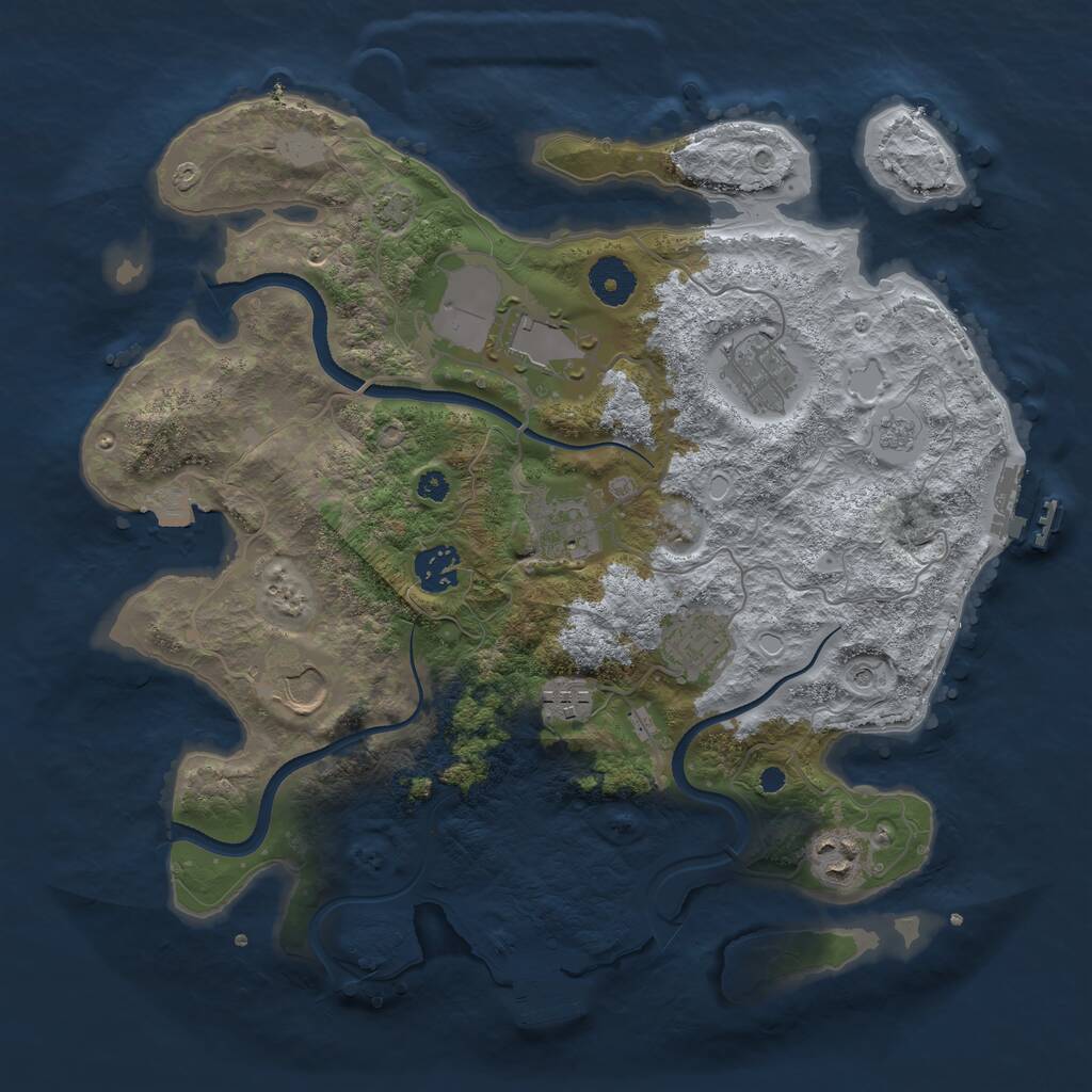 Rust Map: Procedural Map, Size: 3500, Seed: 39654, 14 Monuments