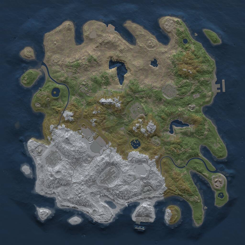 Rust Map: Procedural Map, Size: 4000, Seed: 356066492, 14 Monuments