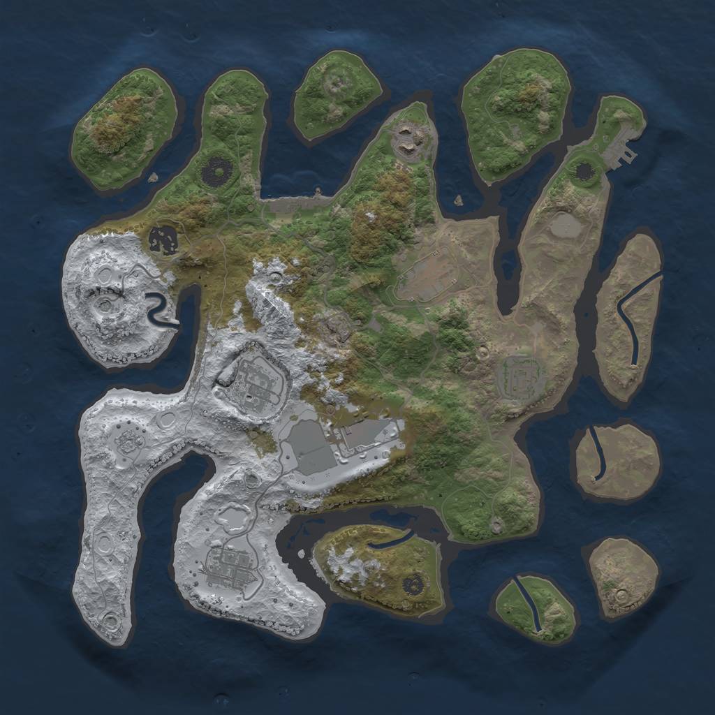 Rust Map: Procedural Map, Size: 3500, Seed: 8561946, 16 Monuments