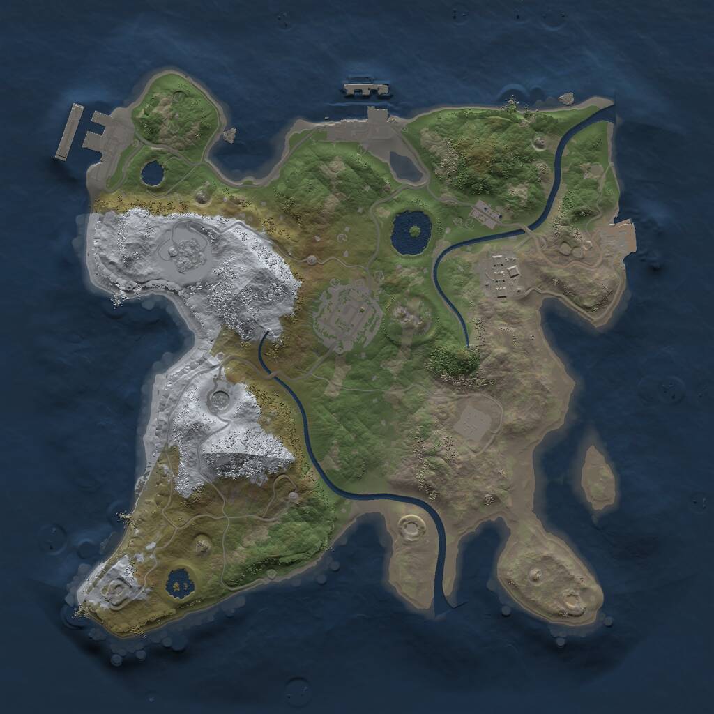 Rust Map: Procedural Map, Size: 2500, Seed: 174892940, 7 Monuments