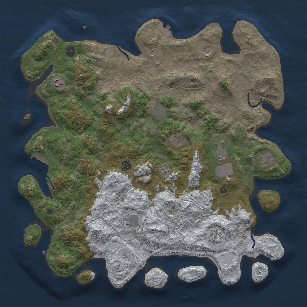 Rust Map: Procedural Map, Size: 4500, Seed: 3333098, 19 Monuments