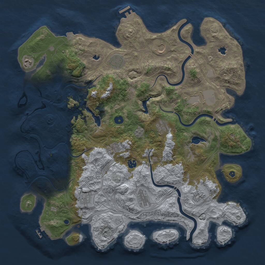 Rust Map: Procedural Map, Size: 4500, Seed: 3333098, 17 Monuments
