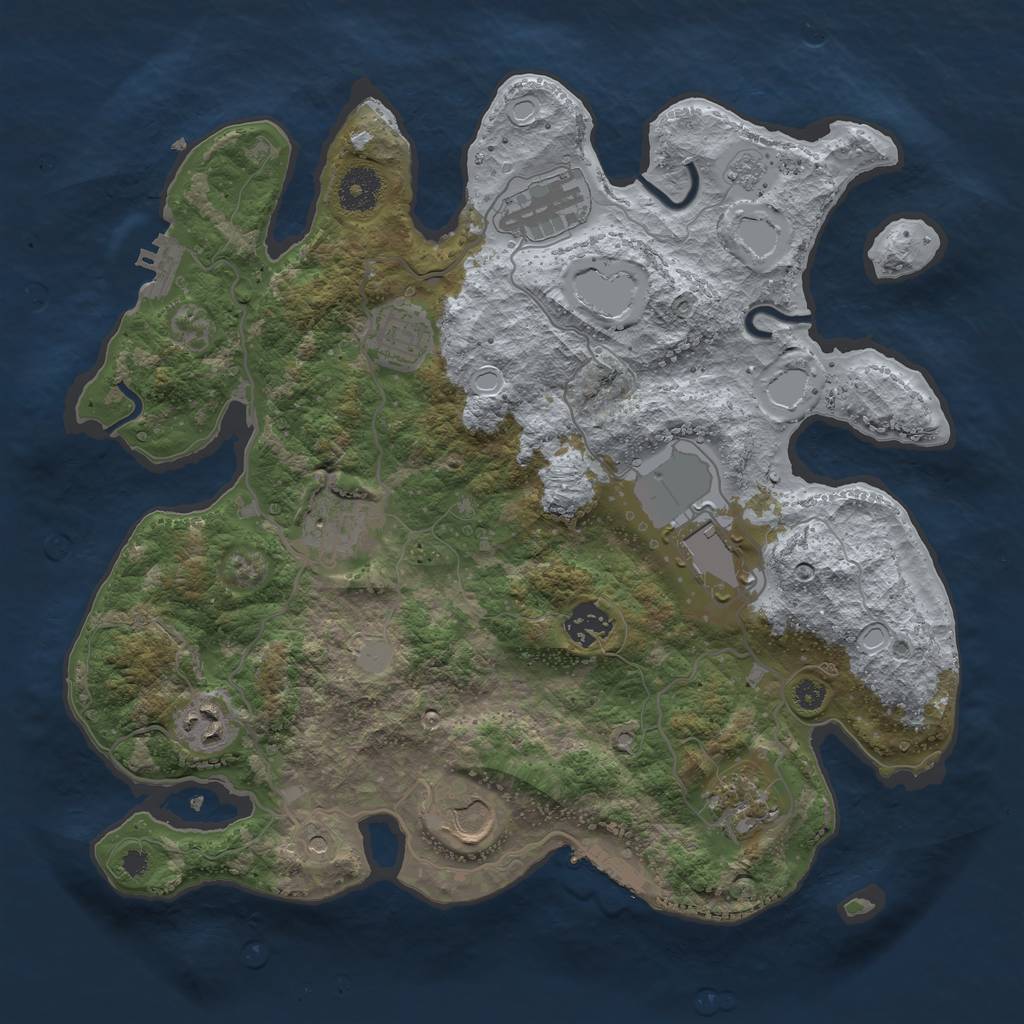 Rust Map: Procedural Map, Size: 3500, Seed: 36013933, 17 Monuments