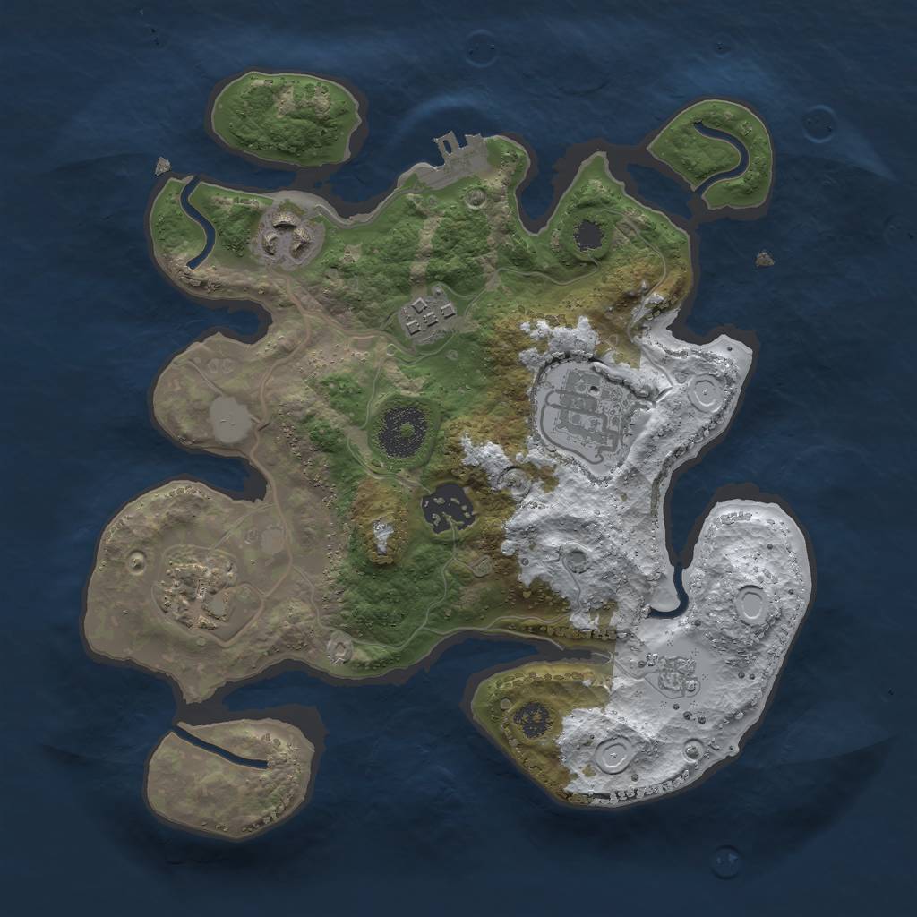 Rust Map: Procedural Map, Size: 2700, Seed: 1279281350, 12 Monuments