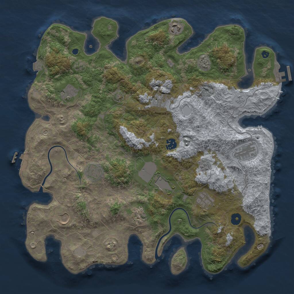 Rust Map: Procedural Map, Size: 3950, Seed: 1852638472, 17 Monuments