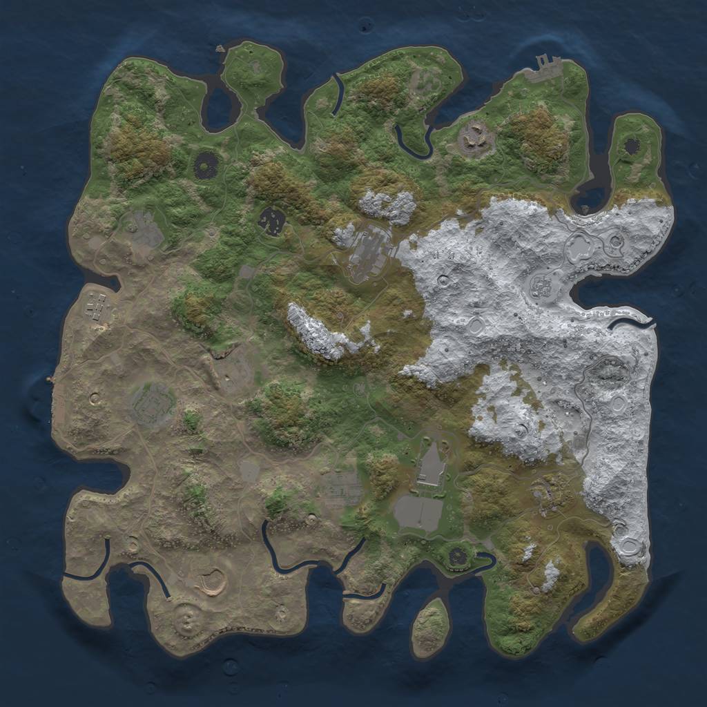 Rust Map: Procedural Map, Size: 3950, Seed: 1852638472, 20 Monuments