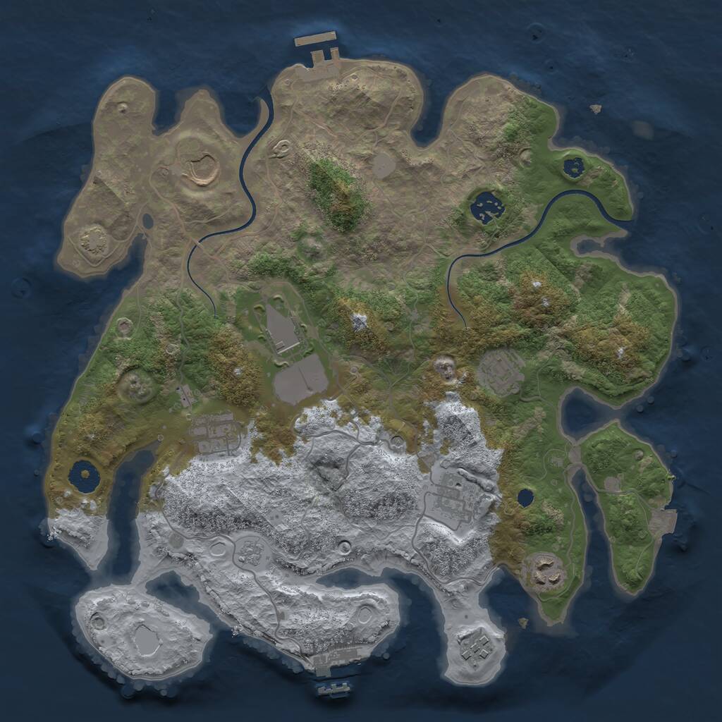 Rust Map: Procedural Map, Size: 3500, Seed: 40091219, 14 Monuments