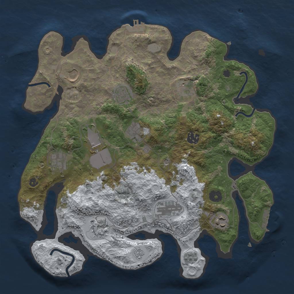 Rust Map: Procedural Map, Size: 3500, Seed: 40091219, 20 Monuments