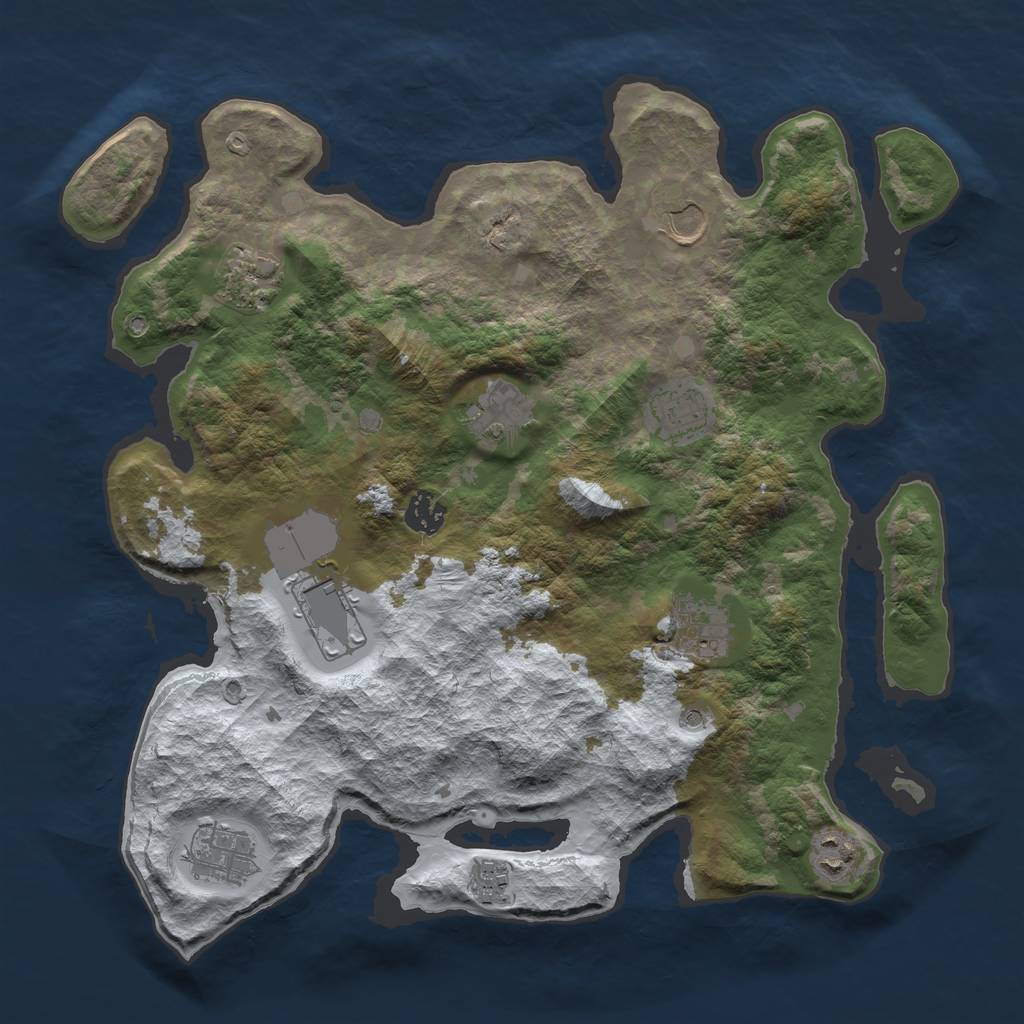 Rust Map: Barren, Size: 3700, Seed: 28880086, 13 Monuments